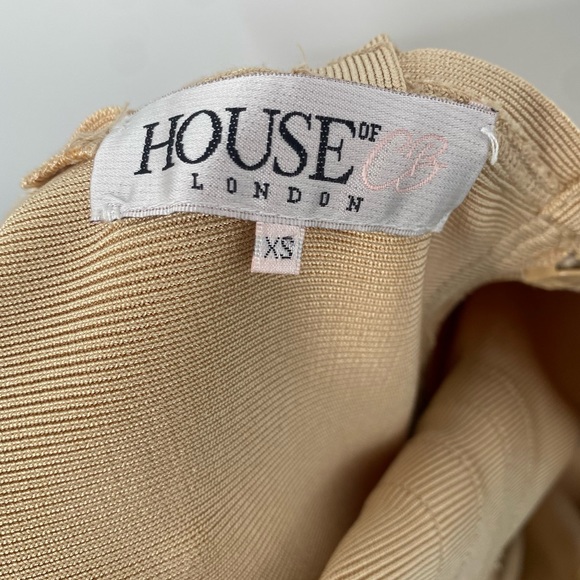 House Of CB Akilah Nude Deep V Bandage Dress- Size XS - Picture 8 of 9